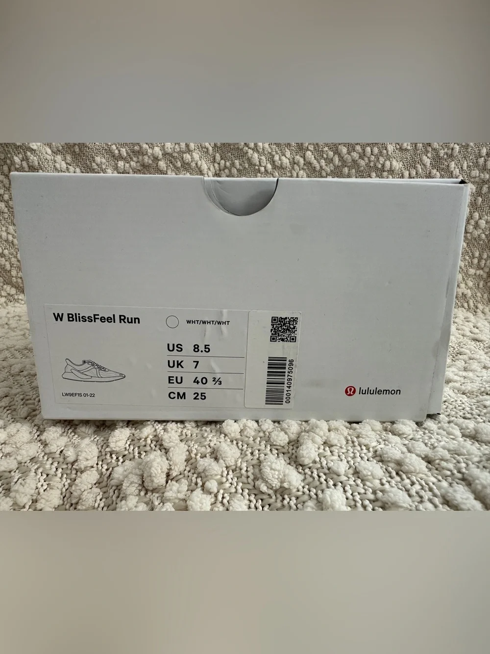 Lululemon BlissFeel Run Women's White Running Shoe, New with Box, Size 8.5